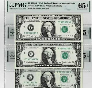 1988A $1 EFuAMs Fr#1917-F (3 A)Gem Unc 65 EPQ