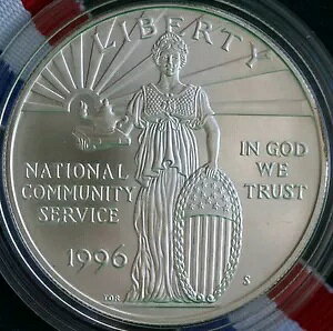 1996 BU UNC National Community Service 90% �V���o�[ �_���[�č������ǃR�C���̂� 1 �h��