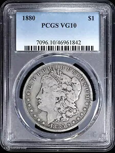 1880-P $1 �����K�� �V���o�[ �_���[ PCGS VG 10