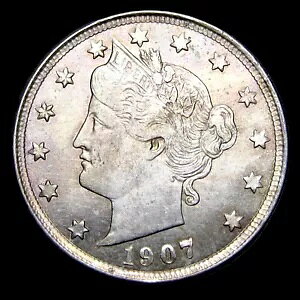 1907 リバティ V ニッケル ---- 見事なコイン ---- #II774