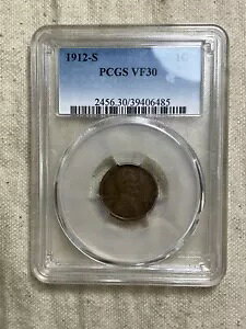 1912 S 1c VF30 BN PCGS �f�G�ȕ\�� �`���R���[�g�u���E�� �x�^�[�f�C�g