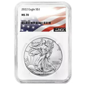 2022 $1 �A�����J�� �V���o�[ �C�[�O�� NGC MS70 �t���b�O ���x��