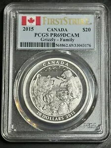 2015 �J�i�_ $20 �O���Y���[ �x�A �t�@�~���[ 1 �I���X �V���o�[ �R�C�� PCGS PR69 DCAM FS (Slab2773)