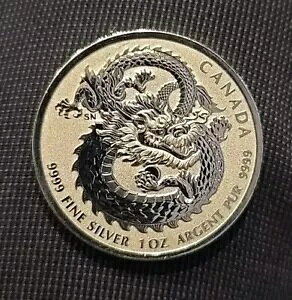 ????2019 1 オンス .9999 ファイン シルバー カナダ ドラゴン クイーン エリザベス 2 世の年