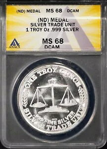 ND Trade Unit �V���o�[ �č� MS 68 DCAM ANACS # 7667045 + �{�[�i�X