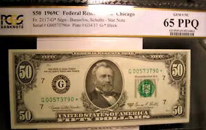 1969C $50 Fr.#2117-G �X�^�[ �t�F�f���� ���U�[�u �m�[�g �V�J�S �ɏ��� PCGS 65 PPQ