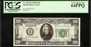 1928 �N 20 �h������ ���� 11 �_���X�����v���� Fr 2051-K PCGS 64 PPQ