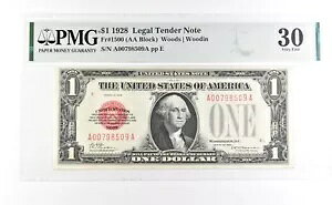 PMG 30 VF 1928 $1 �@��ʉݎD���b�h�V�[�� Fr#1500 *1090