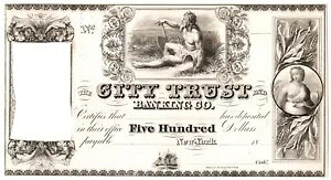 󏭂1830NCITY TRUST & BAKING NYC $500v[tm[gIgbvX̏A^Ԑl