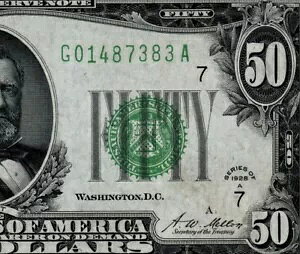 1928A $50 AMsVJS FR#2101-G PMG 55 G01487383A