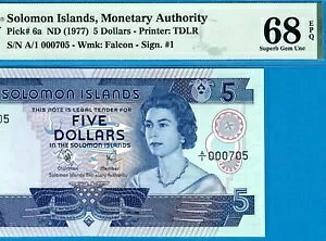 \-5 $-1977-A/1-LOW S/N 000705-P.6a *PMG 68 SUPERB GEM UNC*gbv |bv*