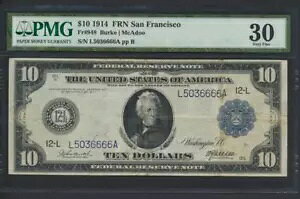 Fr.948 1914 $10 �T���t�����V�X�R�u�o�[�N�E�}�N�h�D�[�v FRN+ PMG �x���[�t�@�C�� 30 �X�[�p�[���A