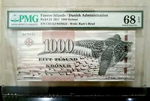 �t�F���[���� �f���}�[�N Adm 1000 �N���[�k�[�� 2011 P 33 SUPERB GEM UNC PMG 68 EPQ