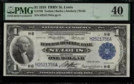 1918 年 $1 連邦準備銀行券 - セントルイス -?? FR-730 - PMG 40