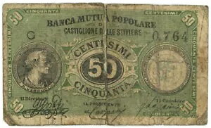 50 CENTESIMI BANCA MUTUA POPOLARE DI CASTIGLIONE DELLE STIVIERE 05/07/1873 MB