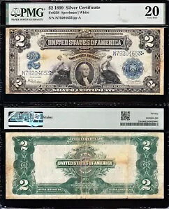 VF グレード 1899 $2「AG/MECHANICS」シルバー証明書! PMG20!送料無料! 4653