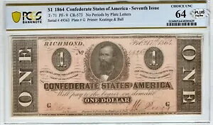 T-71 PF-9 1864 $1 R - PCGS-B Choice Unc 64 - vX!