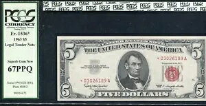 FR�B 1536* 1963 $5 *��* �@��ʉݕč����� PCGS GEM UNC-67PPQ