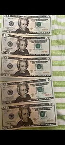 LOTE De Cinco Billes De 20 D?lares Consecutivos y Sin Circular A?o 2017 A.