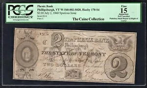1840 $2 �t�F�j�b�N�X��s�o�[�����g�B�t�B���b�v�X�o�[�O����x�ꎆ�� PCGS FINE-15