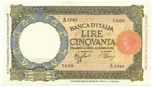 50 リラ CAPRANESI LUPA CAPITOLINA M. STRETTO FASCIO L'AQUILA 17/05/1943 SUP+