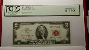 {5} 1513 1963 $2 �@��ʉ݃��� Very Choice Note PCGS 64PPQ ���b�h �V�[��
