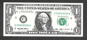 1993 $1 Web Note FRN、フランス。 1917、C53200536A 実行 9-CA93 ブロック 1-8 UNC