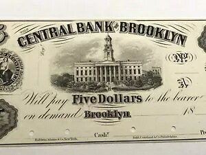 A&O-5 ドル プルーフ ニューヨーク州ブルックリン中央銀行 - American Banknote Co.