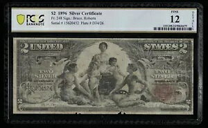 SC 1896 $2 Fr.248 �V���o�[�ؖ�������m�[�g PCGS 12 (452)