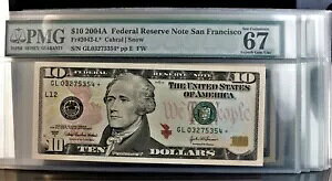 10/2004A $10 FR Notes Fr#2042-L* PMG 67 スーパー ジェム UNCEPQ 連続シリアル番号