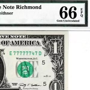 �j�A�\���b�h �{�[�C���O 747 S/N 77777747 $1 2009 �N�A�M�������x������� Fr. 1934-E PMG