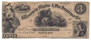18XX Wisconsin Marine & Fire Insurance Co.AEBXRVB~EH[L[ $3 Note No.4480 545-G4