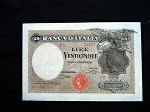 1919 イタリア王国 レア R3 紙幣 25 リラ アクイラ バンカ VF+/BB+ 高品質