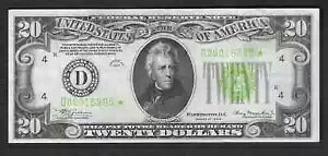$20 1934 FRN Fr. 2054-D* CgO[V[ Am[g XF-AU
