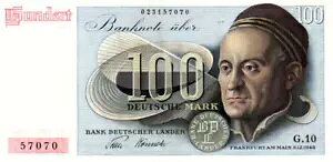 ドイツ 100 ドイツ マルク 1948 UNC P-15a 紙幣プレフィックス G.10 紙幣