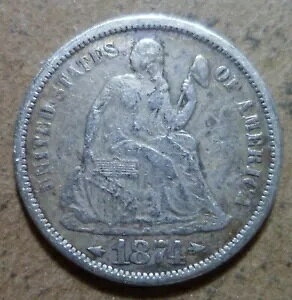 1874 �V�[�e�b�h ���o�e�B �_�C�� 10c ���A �I�[���h �V���o�[ �R���N�V���� �O���[�g �R�C�� b220