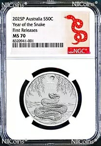 2025N I[XgA .9999 Vo[  N NGC MS70 1/2IX 50ZgRC FR