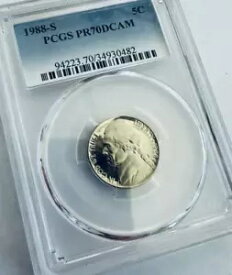 1988-S ジェファーソン プルーフ 5 セント ~ PCGS PR70 DCAM ~ ライトエッジトーン? ~ より良い日付!