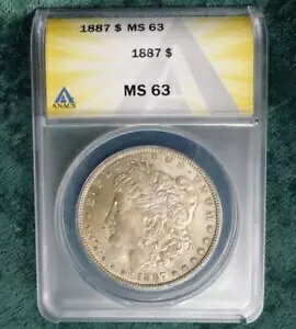 1887年 ANACS MS 63 モルガン銀貨、アメリカ合衆国 1ドル銀貨