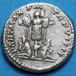 ローマのコイン - デナリウス銀 - セプティミウス セウェルス、捕虜のトロフィー - 紀元 193 〜 211 年頃 - ローマ