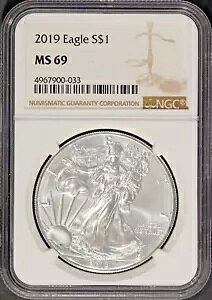 2019 $1 �V���o�[ �A�����J�� �C�[�O�� MS 69 NGC # 4967900-033 + �{�[�i�X