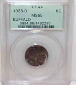1938 D US obt@[ jbP 5c PCGS MS65 I[h O[ x