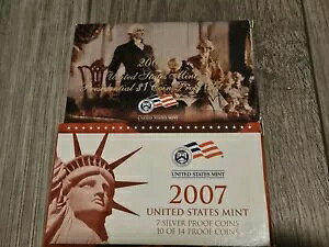 2007-S US Mint Silver Proof Set with COA & Box 14 Coins 7-90% Silver Coin, �������I