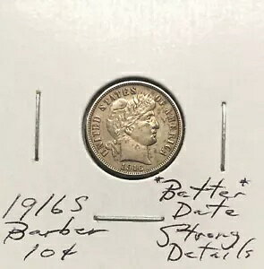 1916 S Barber DIme ~ *Better Date* ~ ���ɏڍׂȃR�C��