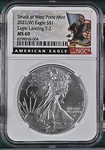 2021 �u���I�� �V���o�[ �C�[�O���X NGC MS-69 (W) �C�[�O�� �����f�B���O T-2 ���E�F�X�g �|�C���g�ŏՓ�