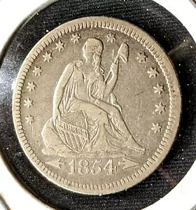 1854 �A���[�Y �V�[�e�b�h ���o�e�B �V���o�[ �N�H�[�^�[ 25c 25 �Z���g �č��R�C�� *M85