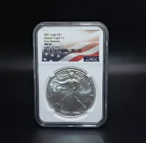 2021 Heraldic Eagle T-1 ���������[�X �V���o�[ �C�[�O�� $1 �h�� �R�C�� NGC MS69 077