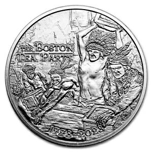 2023 1 oz Ag $1 American Rev 250th Anniv Boston Tea Party Prf