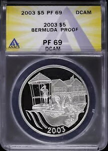 2003 $5 バミューダ プルーフ シルバー 5 ドル ANACS PF 69 DCAM