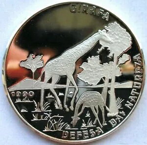 モザンビーク 1990 アフリカキリン 500 メティカイ銀貨、プルーフ